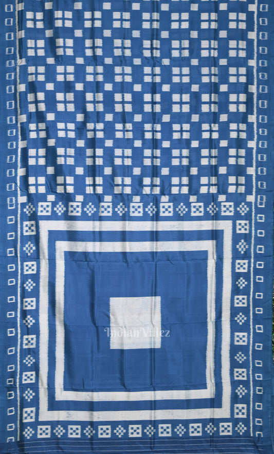  Blue White Pasapali Odisha Ikat Contemporary Designer Saree