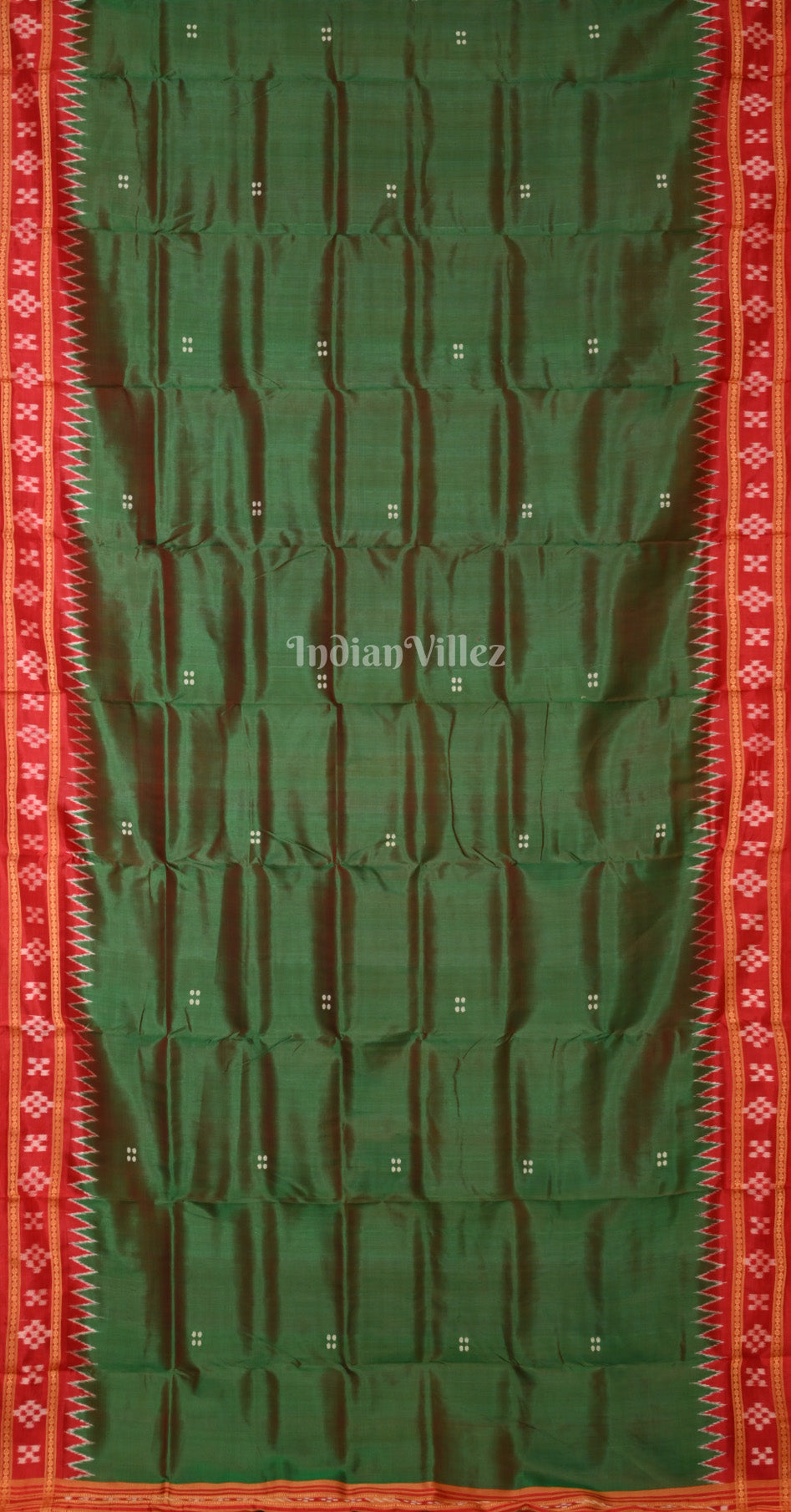 Green Maroon Buti Double Pasapali Border Khandua Silk Saree