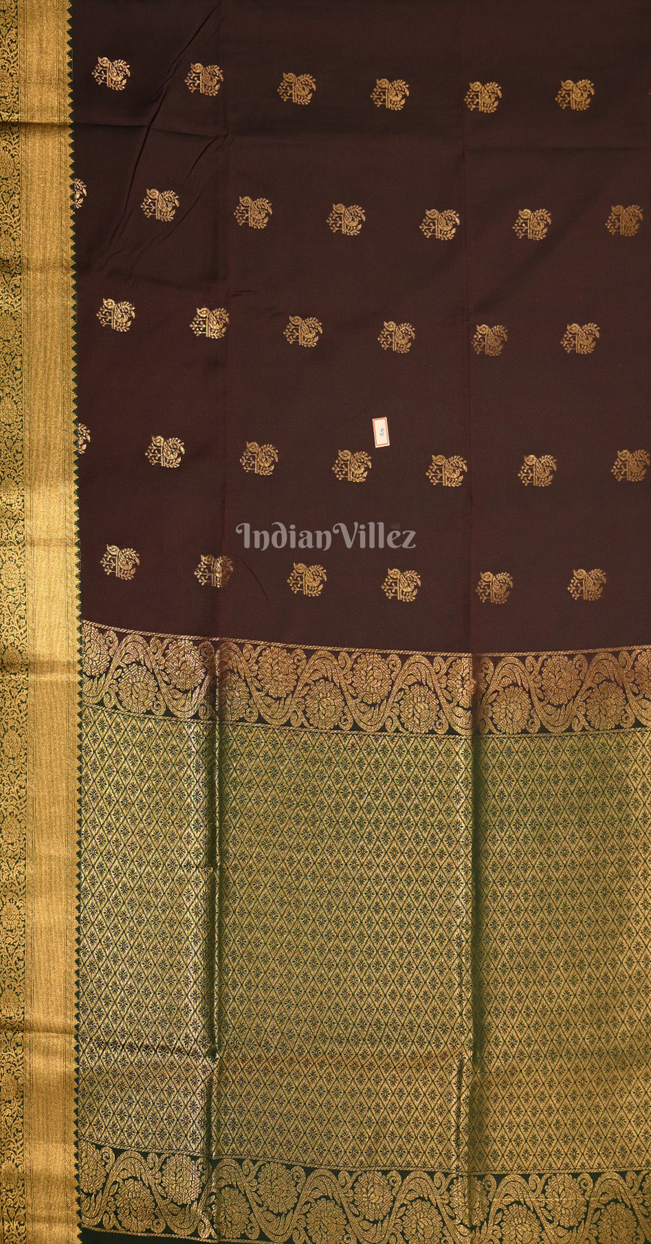 Coffee Bottle Green Kanjivaram Silk Saree 