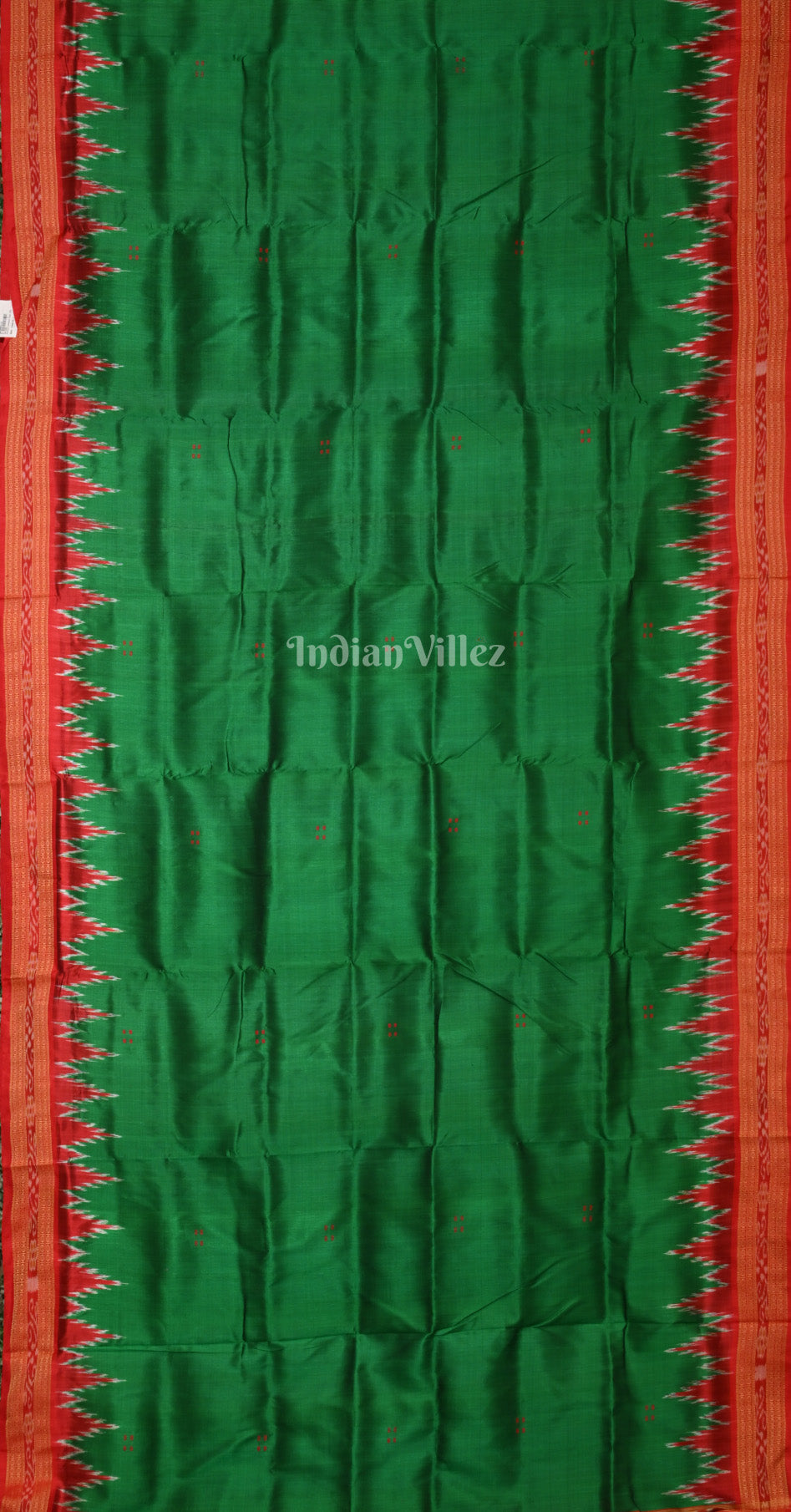 Green Red Kumbha Buti Design Odisha Ikat Khandua Silk Saree