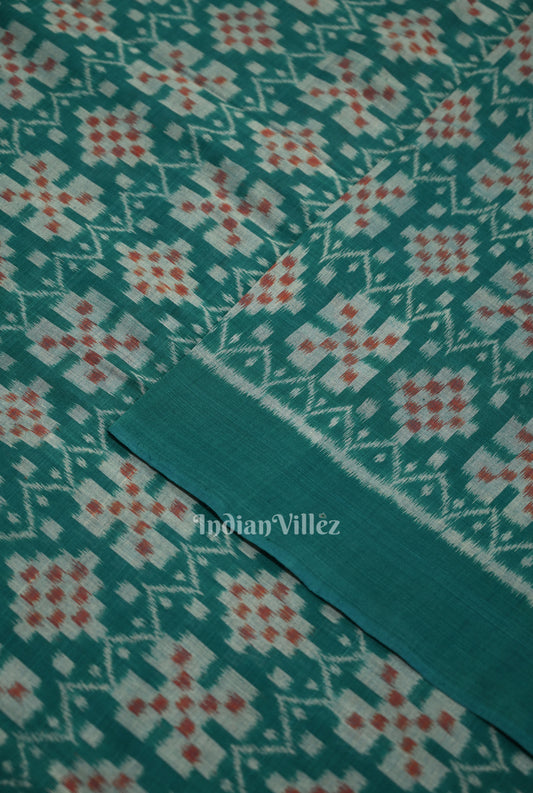 Green Pasapali Sambalpuri Ikat Cotton Fabric 