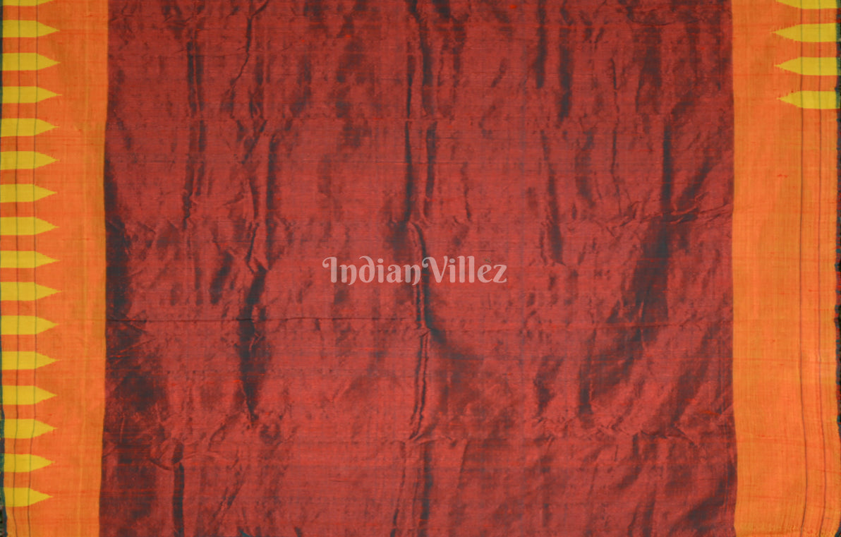 Maroon Orange Odisha Handloom Natural Dye Kotpad Tussar Saree 