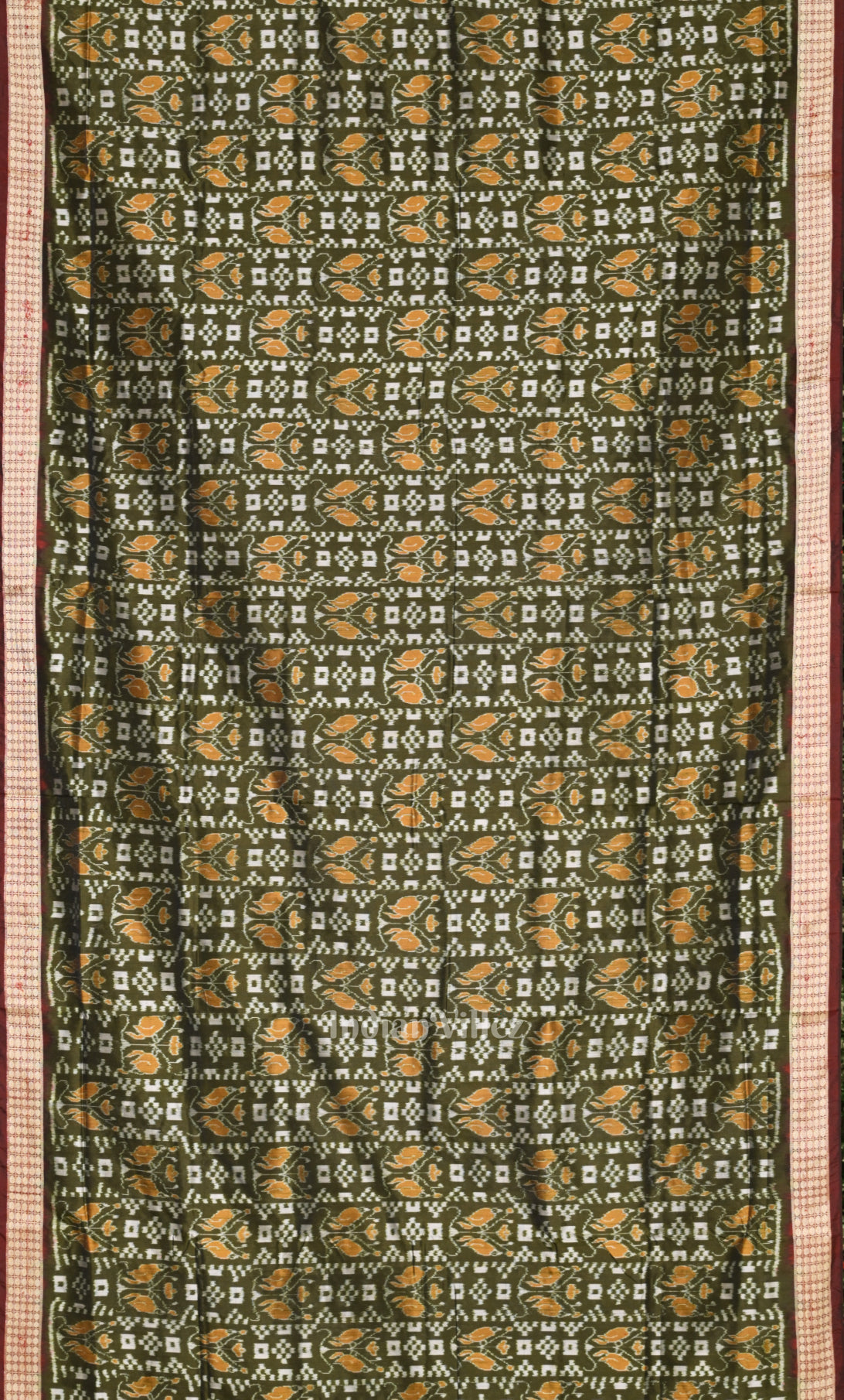 Moss Green Pasapali Odisha Ikat Sambalpuri Silk Saree 