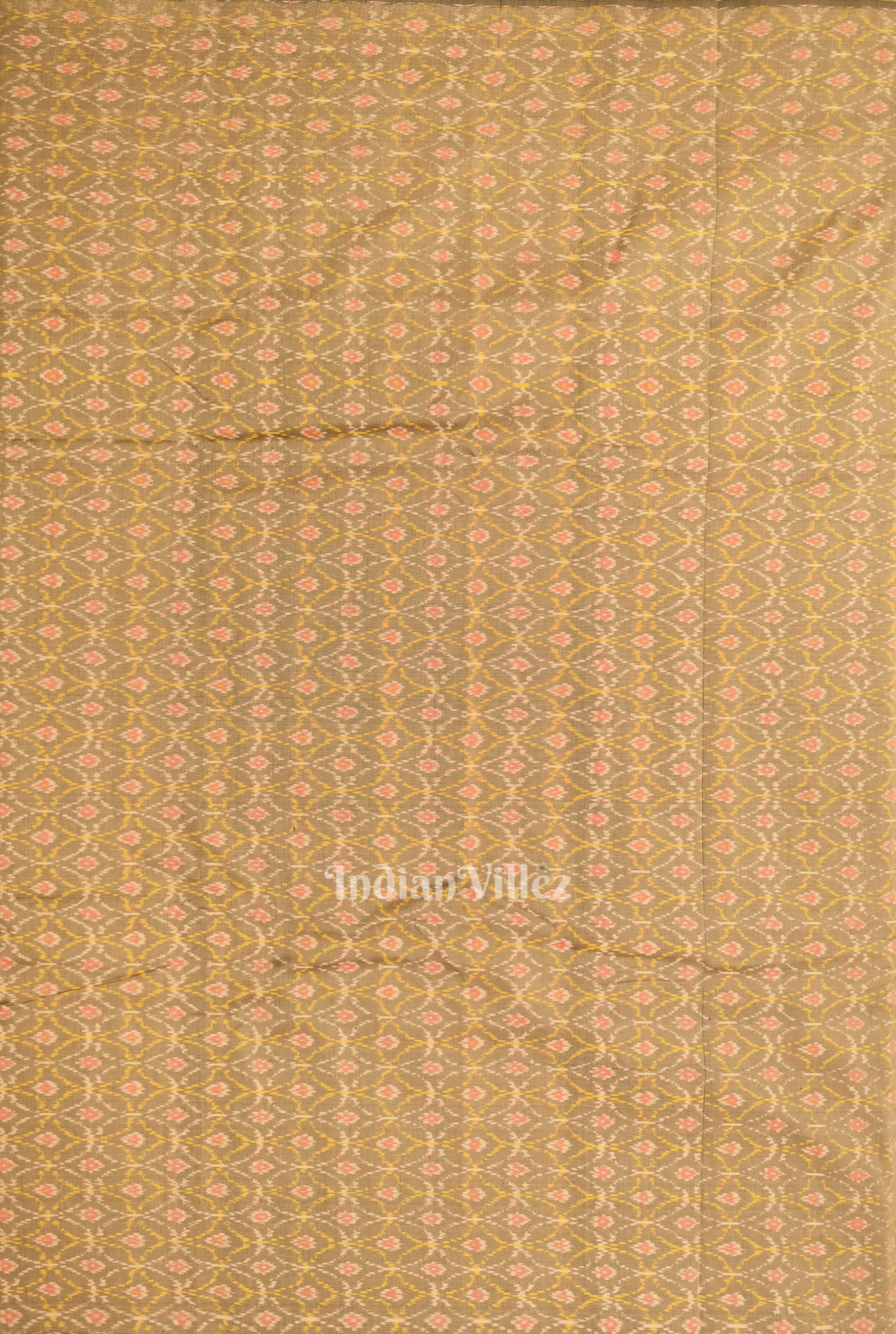 Brownish Gray Pochampally Ikat Silk Cotton Fabric 