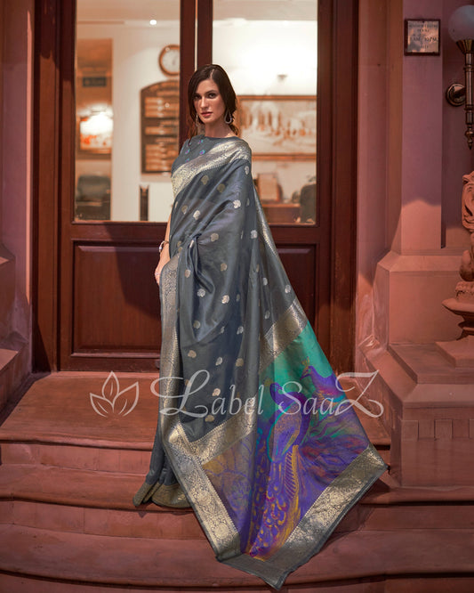 Grey Modal Silk Saree 