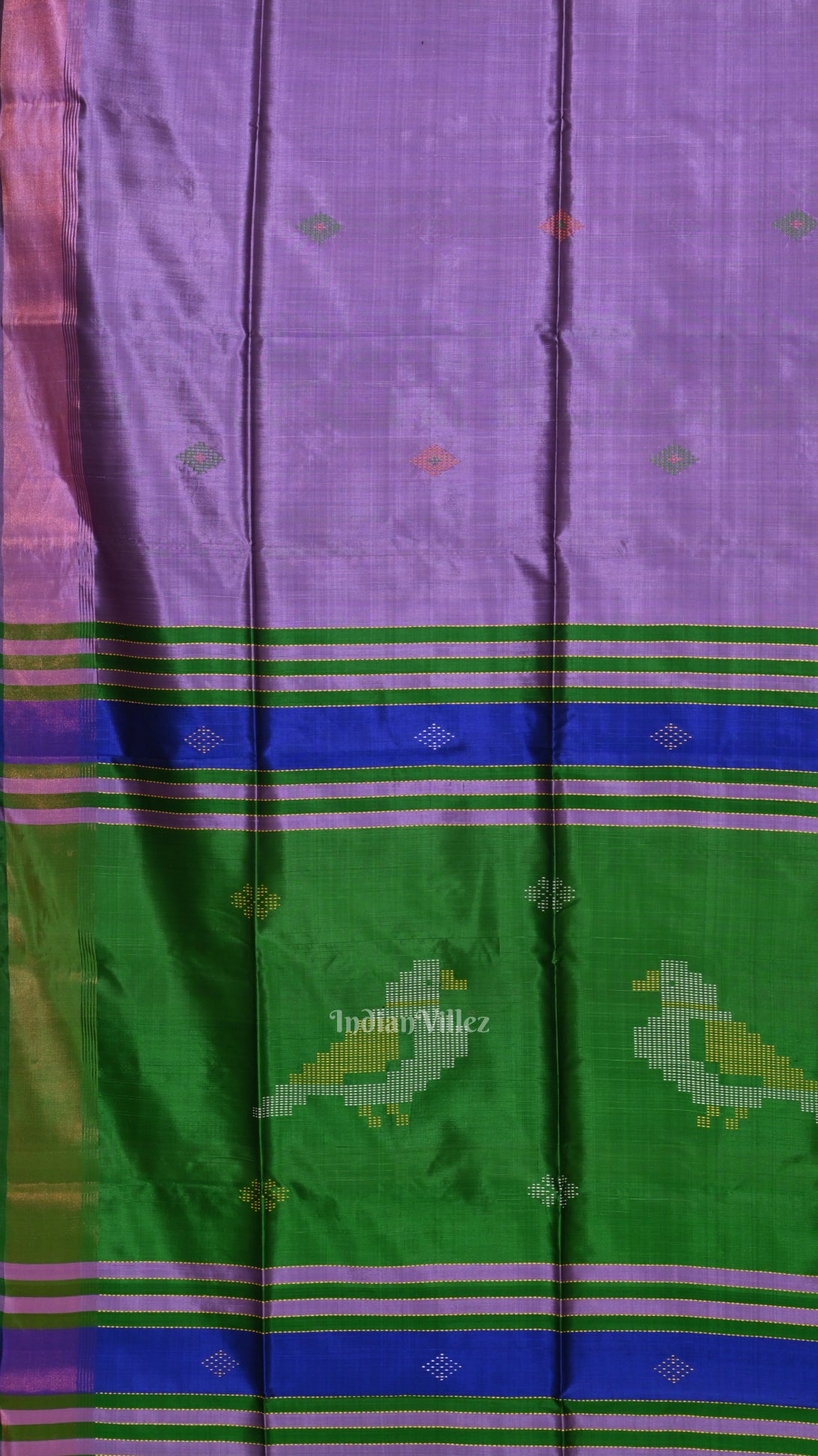 Lavender Green Pure Bishnupuri Silk Saree 