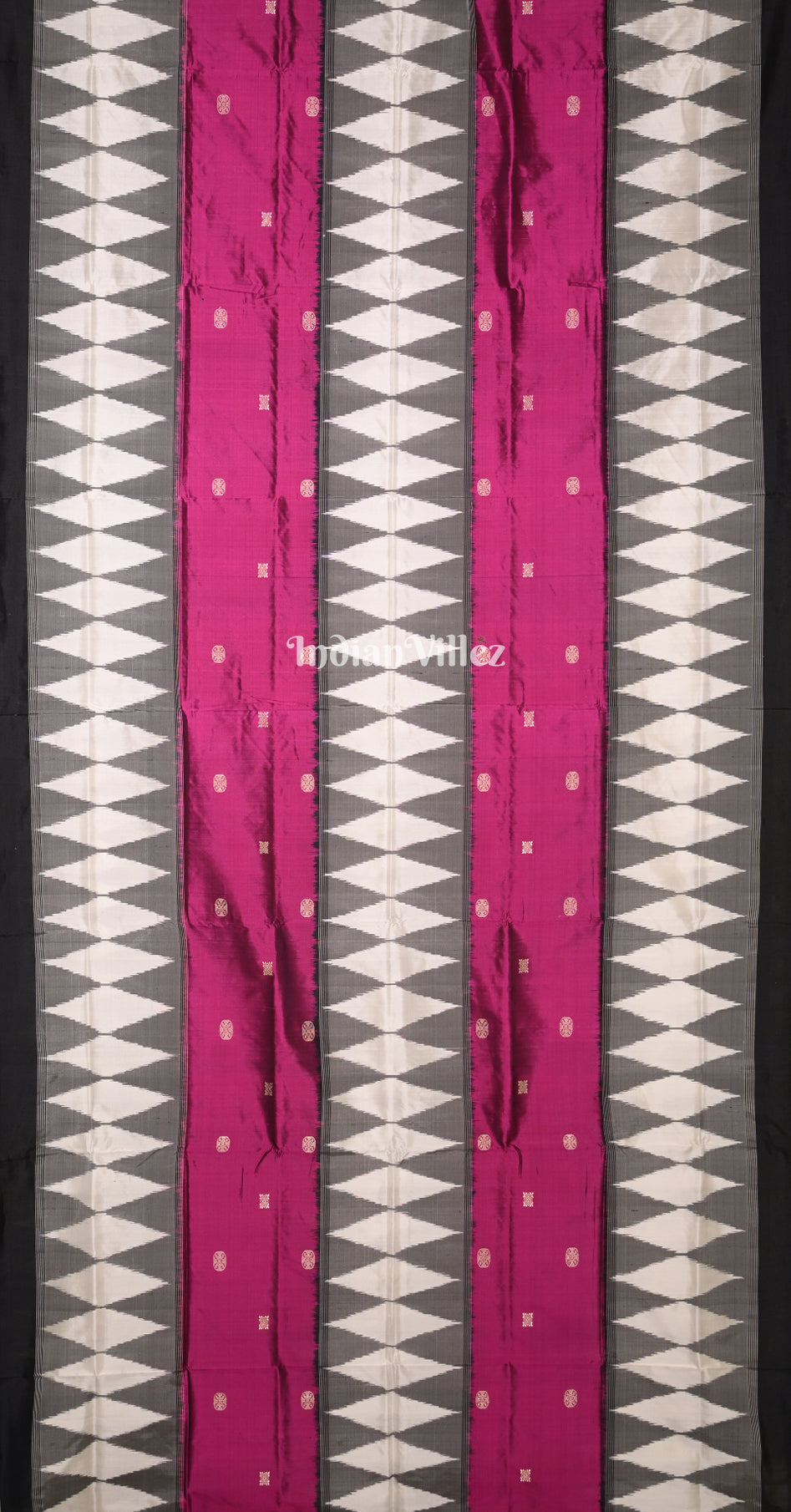 Grey Magenta Pink 3D Bomkai Sambalpuri silk saree