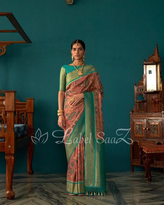 Copper Brown Pochopolly Kanjivaram soft Silk Saree