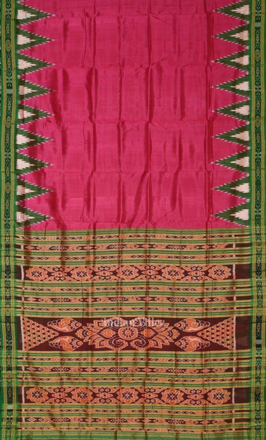 Rani Pink Kumbha Design Odisha Ikat Khandua Silk Saree