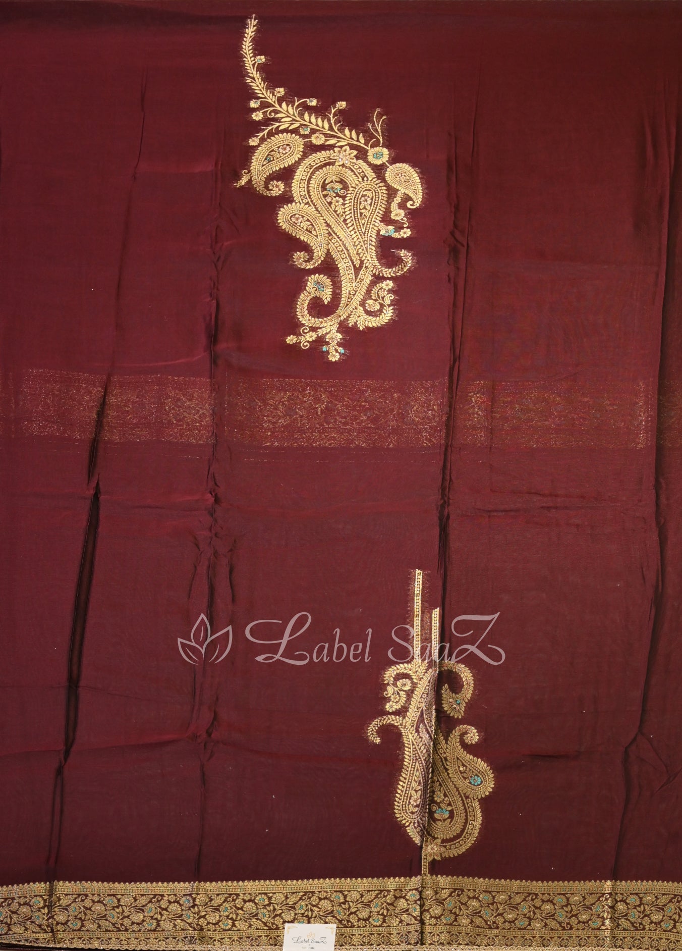Wine Banarasi Unstitched Salwar Suit 