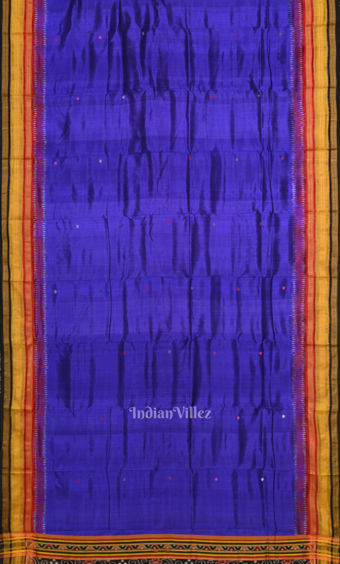 Blue Kathiphera Khandua Silk Saree with Odissi Dancer Pallu 