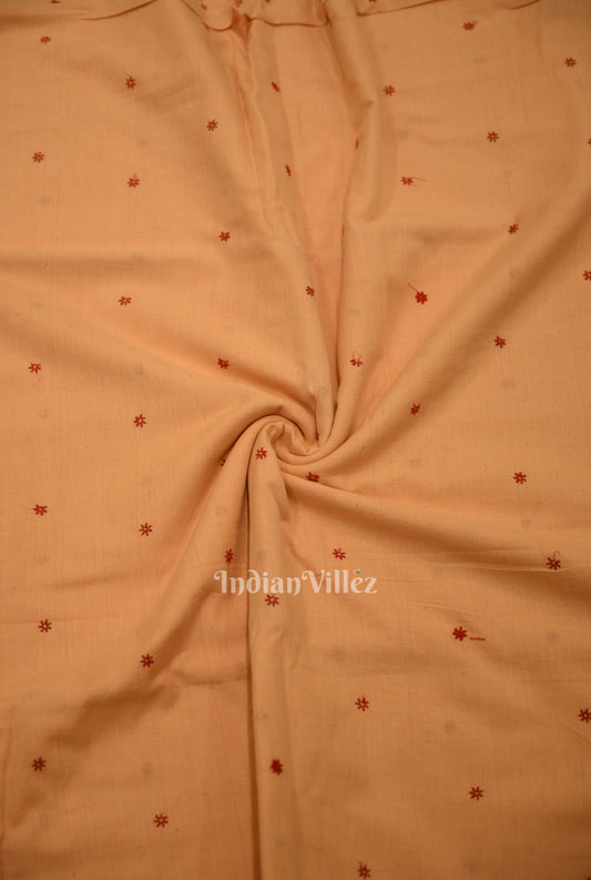Peach Floral Motif Odisha Ikat Cotton Fabric