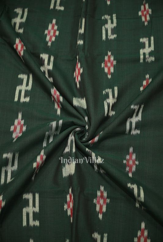 Green Swastik Sambalpuri Ikat Cotton Fabric