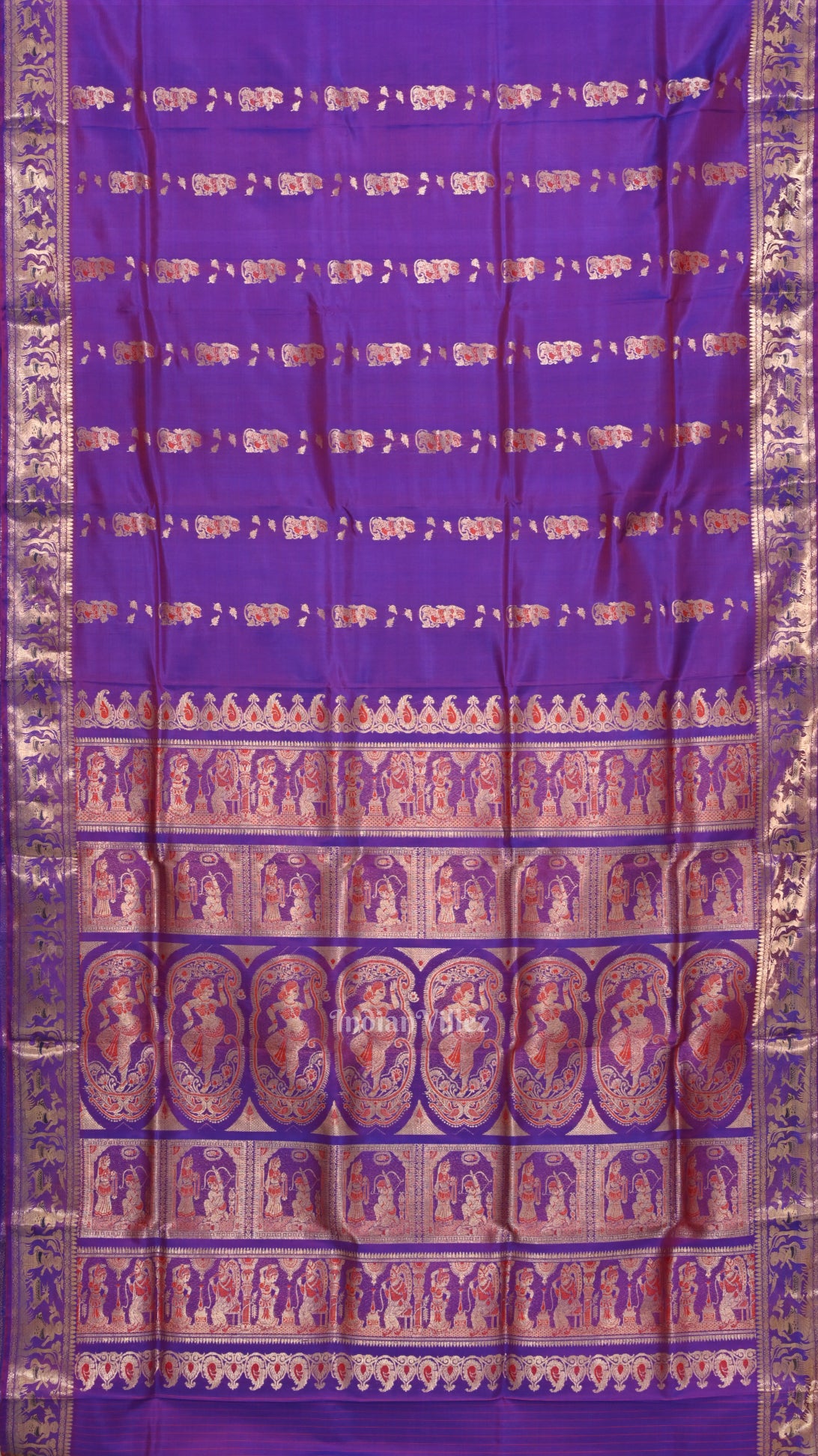 Purple Dual tone Handwoven Baluchari Silk Saree