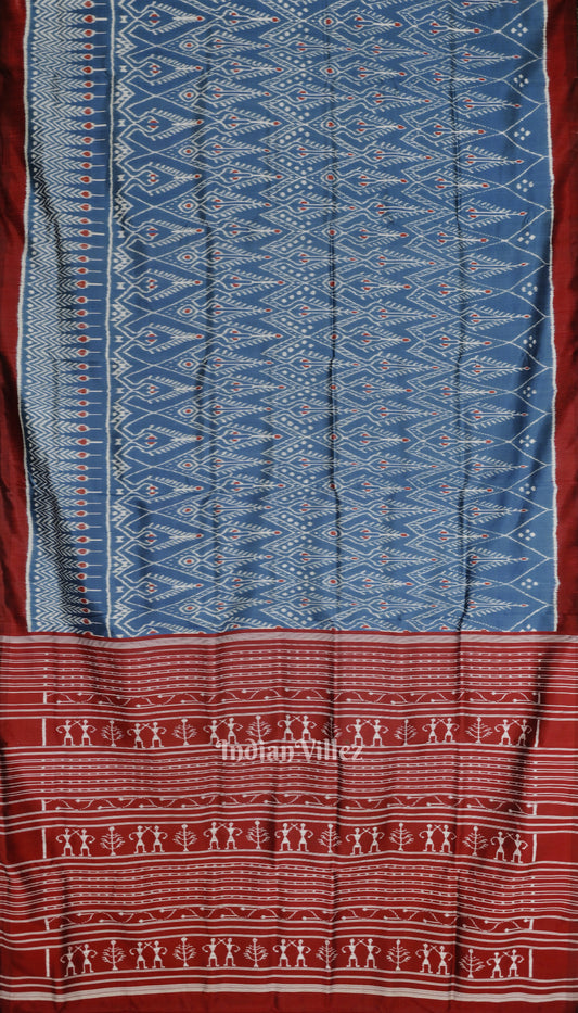 Peacock Blue Cambodian Inspired Designer Contemporary Silk Saree