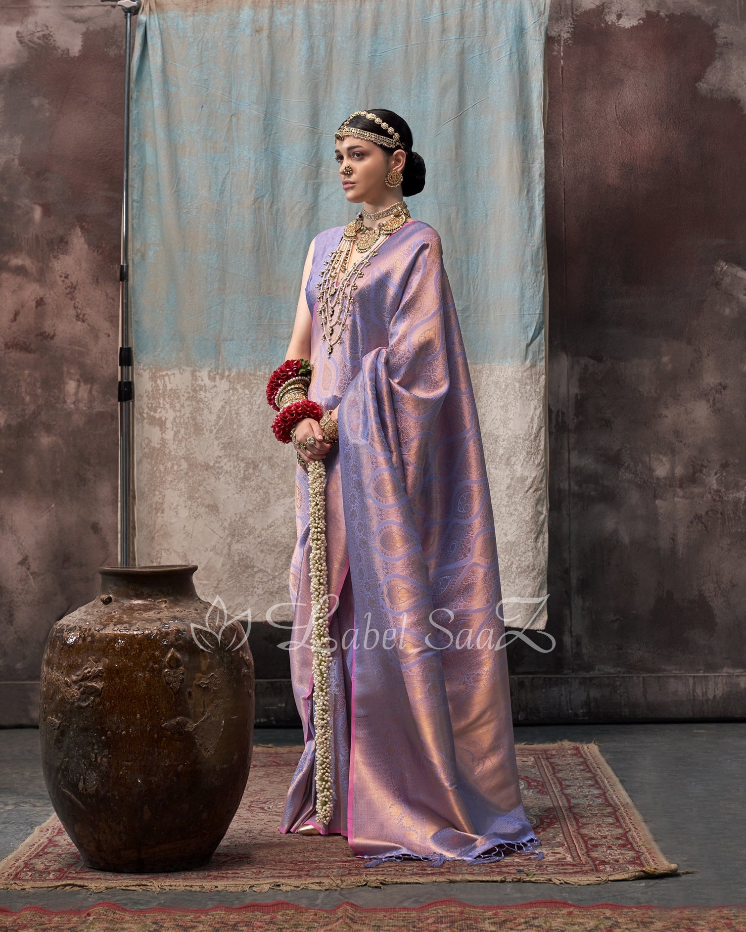 Lavender  Handloom Weaving saree