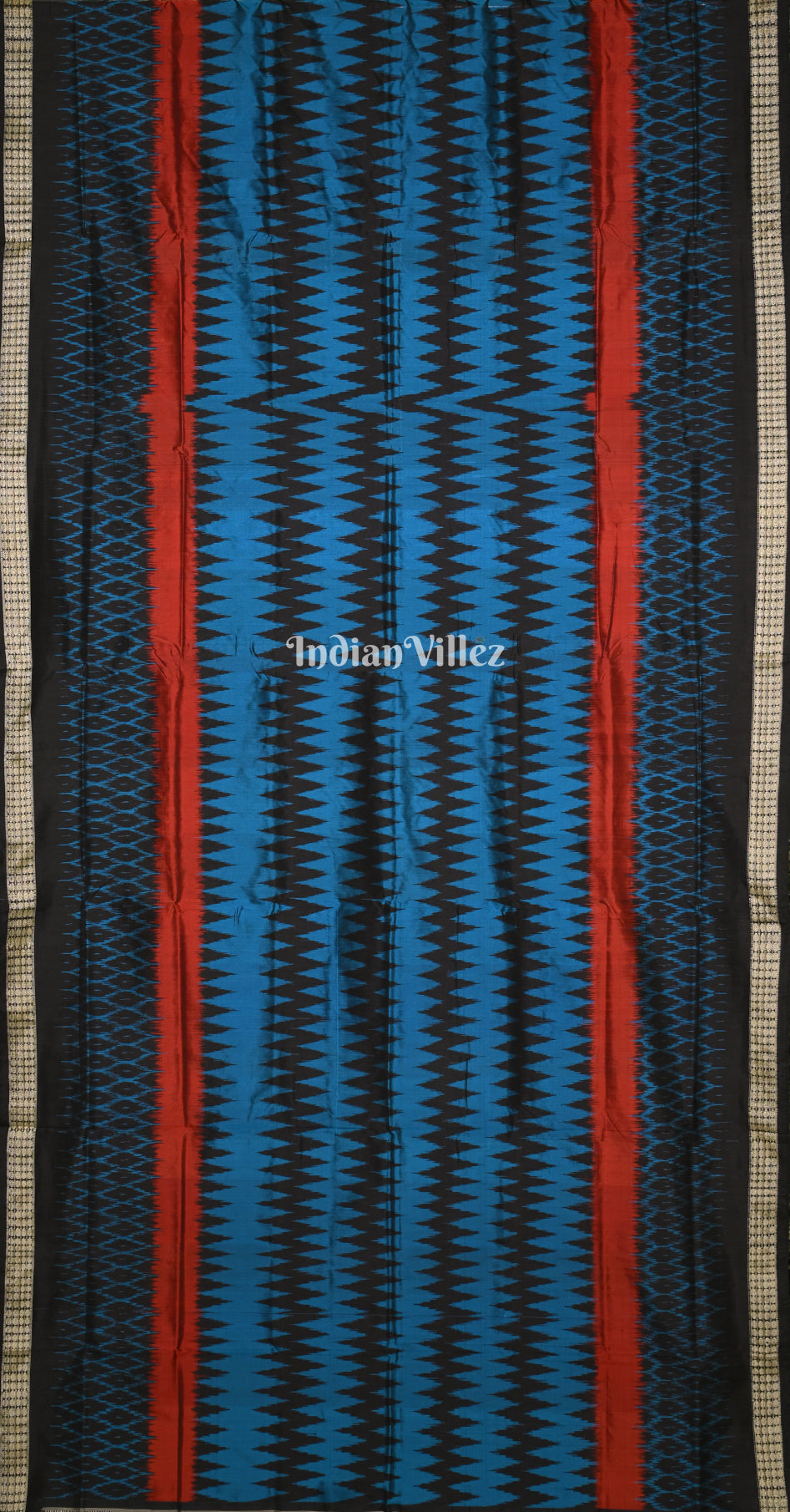 Blue Black Odisha Ikat Sambalpuri Silk Saree