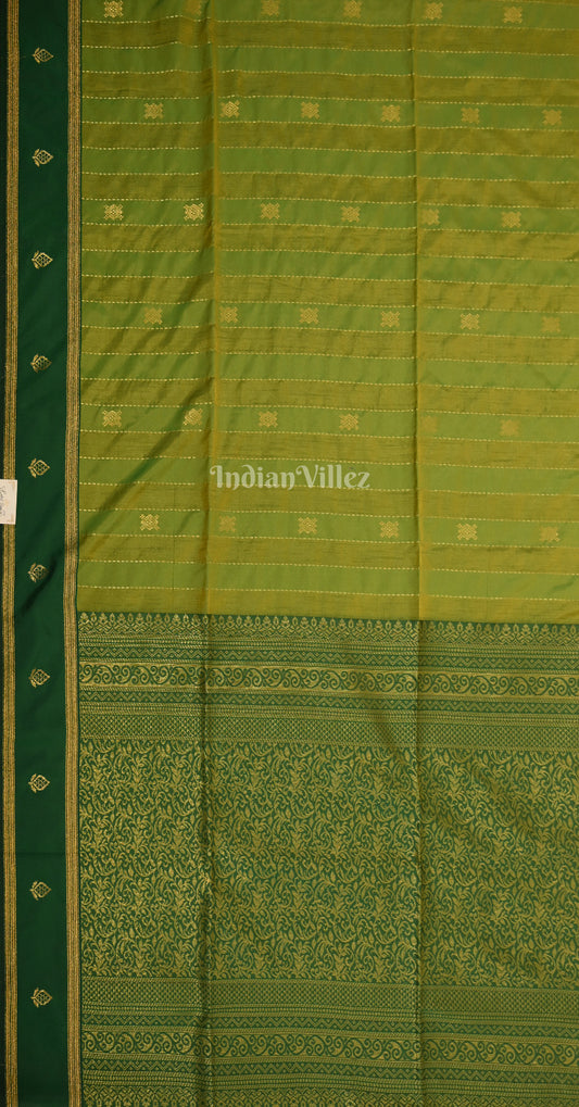 Mehendi Green Tussar Silk Saree with Zari weave