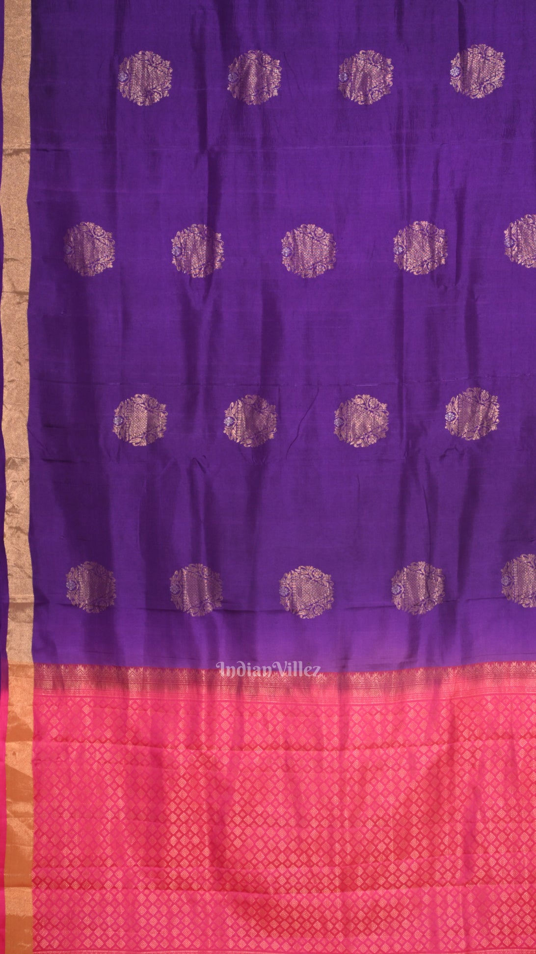 Violet With Pink Pure Kanjivaram Soft Silk Saree