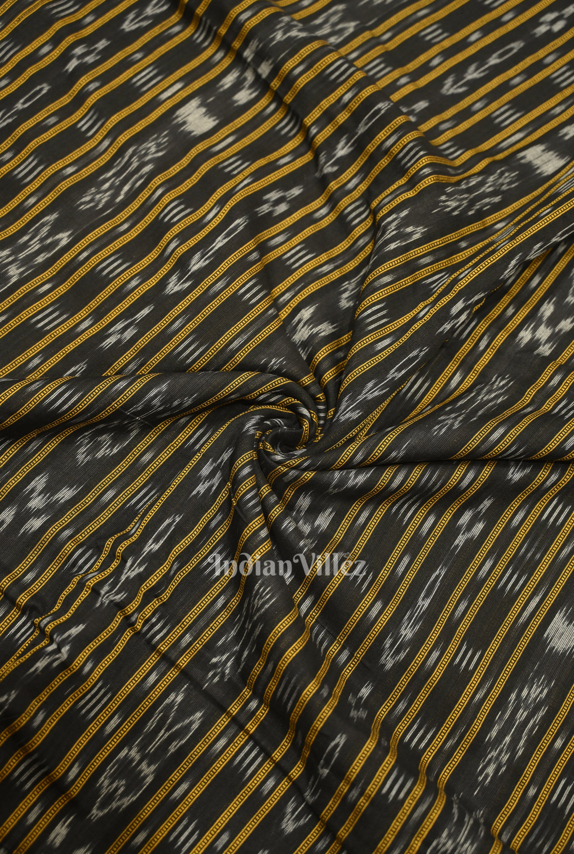 Black Sambalpuri Odisha Ikat Cotton Fabric