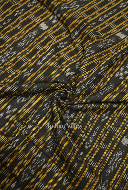 Black Sambalpuri Odisha Ikat Cotton Fabric
