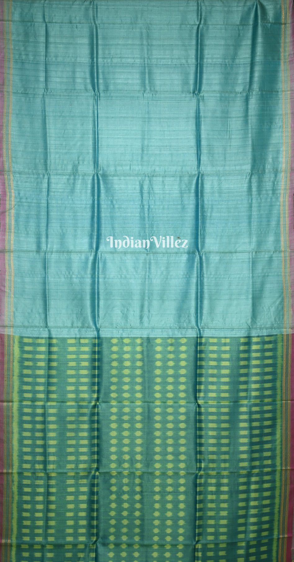 Teal Blue Green Gopalpur Tussar Silk Saree 