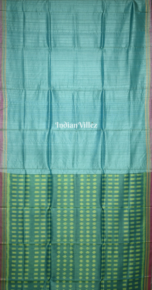 Teal Blue Green Gopalpur Tussar Silk Saree 