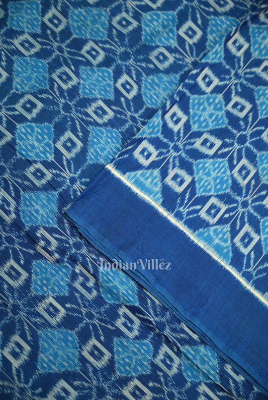 Blue Pasapali Sambalpuri Odisha Ikat Cotton Fabric