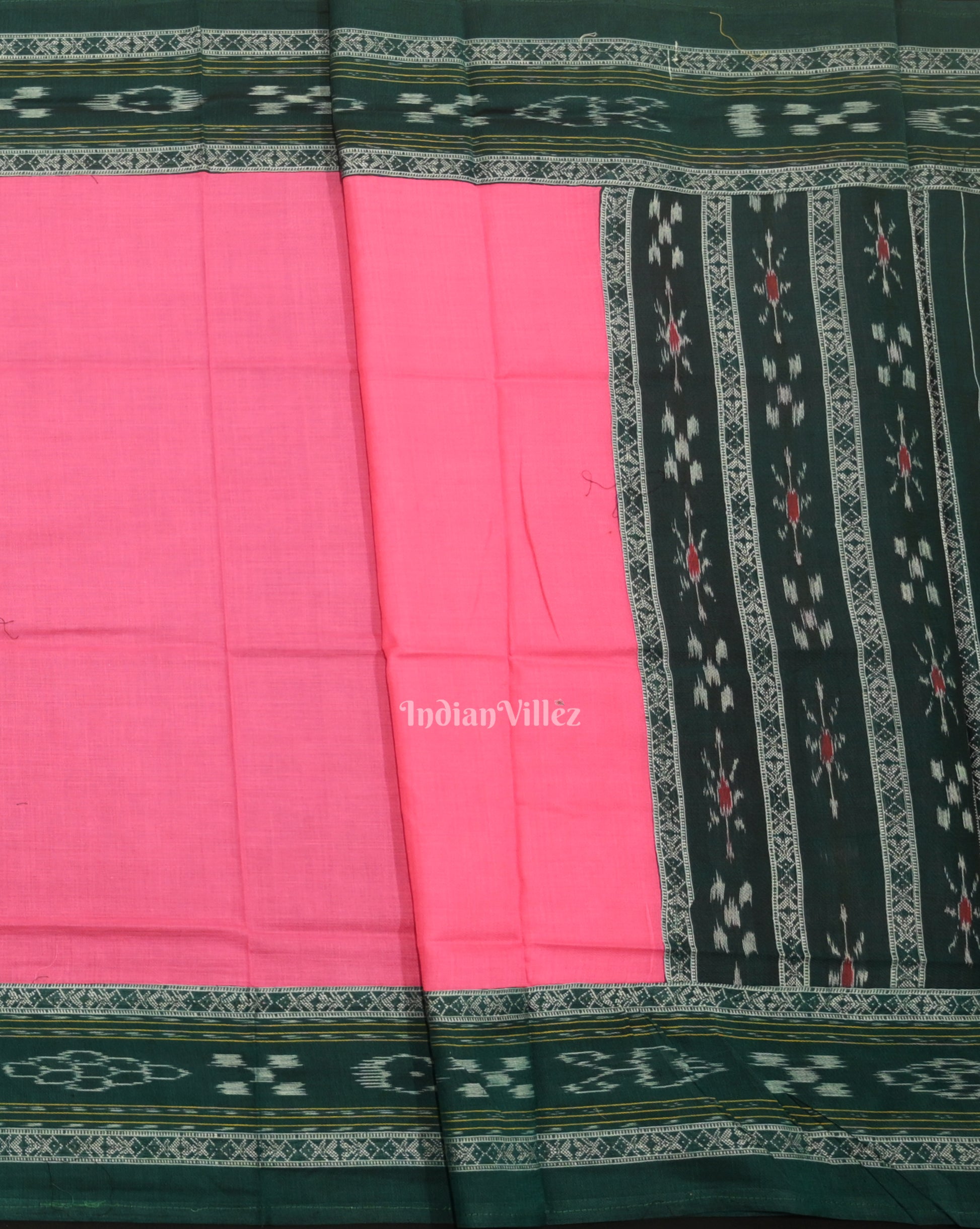 Green Pink Flower Buti Odisha Ikat  Sambalpuri Dress Set & Dupatta 