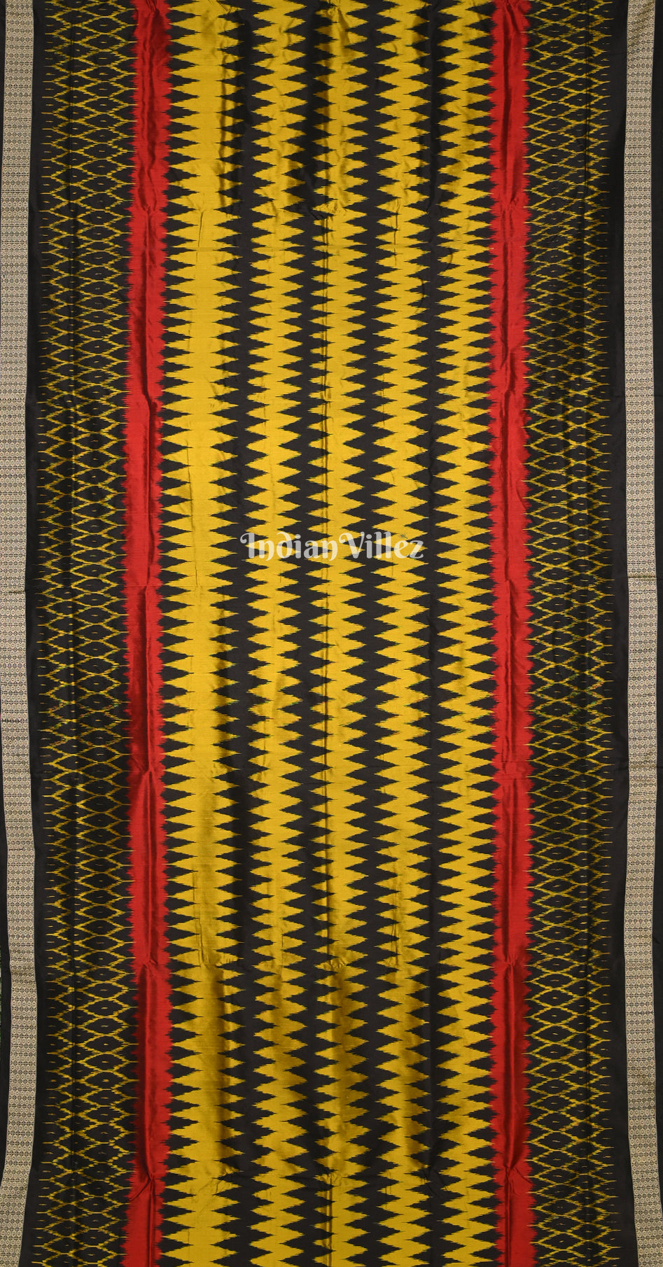 Black with Multicolor Odisha Ikat Sambalpuri Silk Saree 