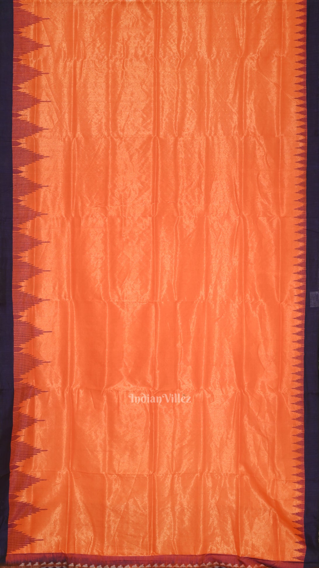 Orange Blue Phoda Kumbha Sambalpuri Cotton Tissue Saree 