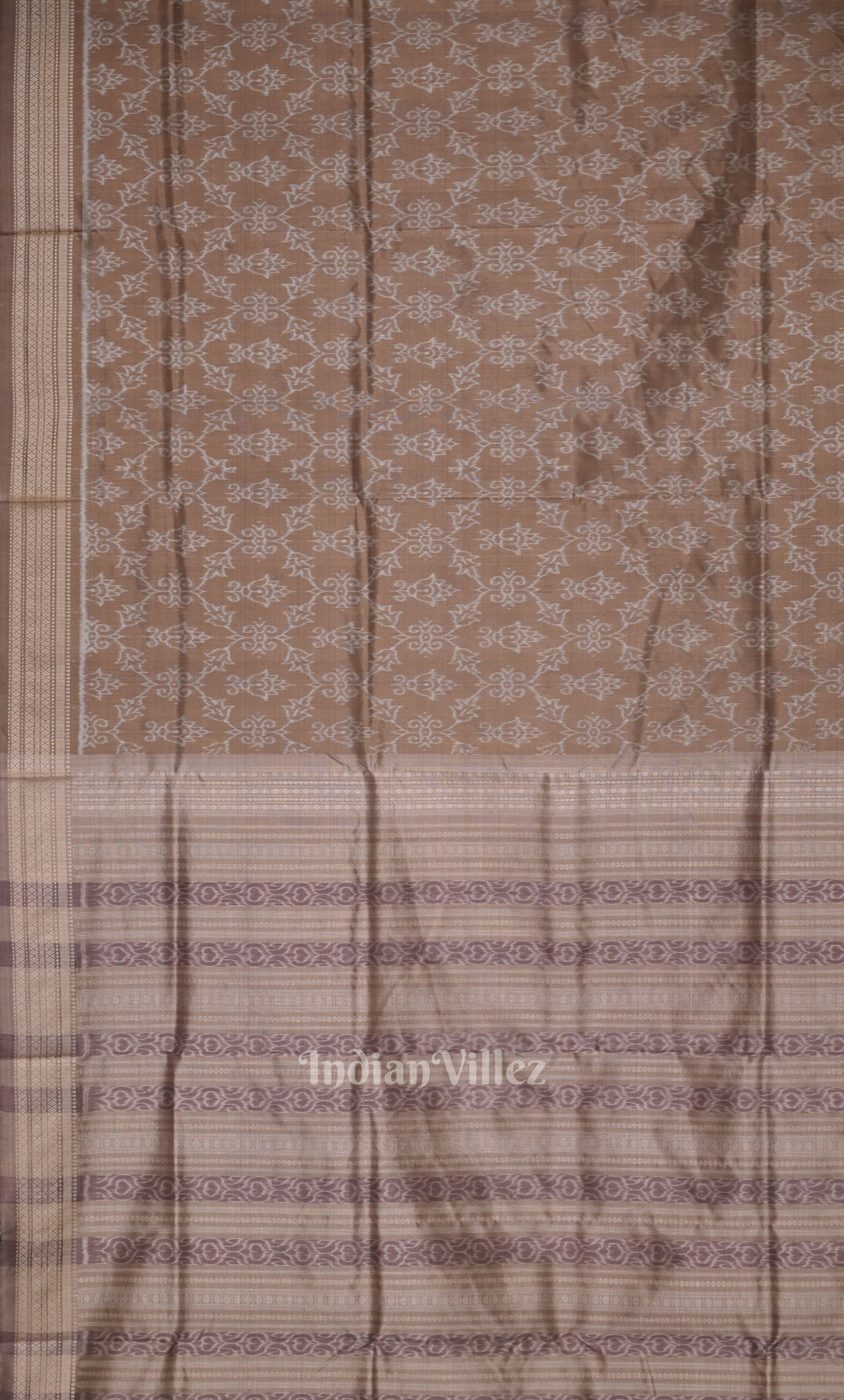 Tortilla Brown Sambalpuri Ikat Natural Dyed Silk Saree
