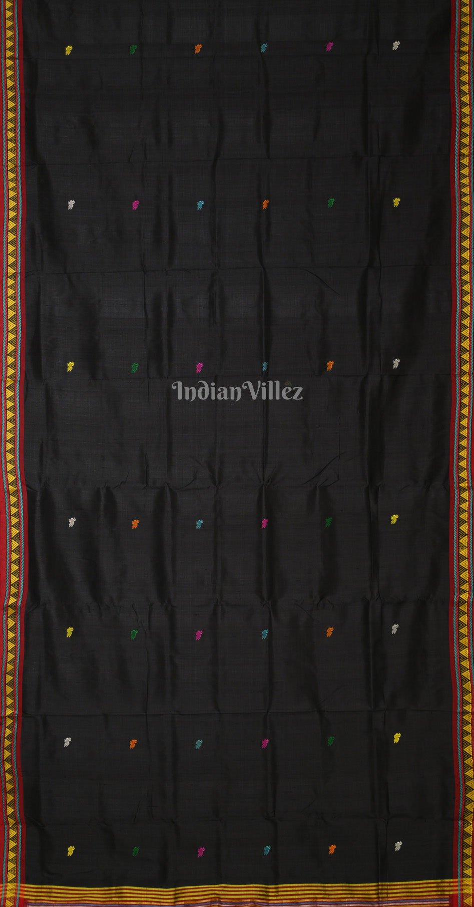 Black Red Dongria Border & Anchal Contemporary Silk Saree