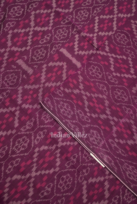  Purple Wine Flower Pasapali Sambalpuri Odisha Ikat Cotton Fabric 
