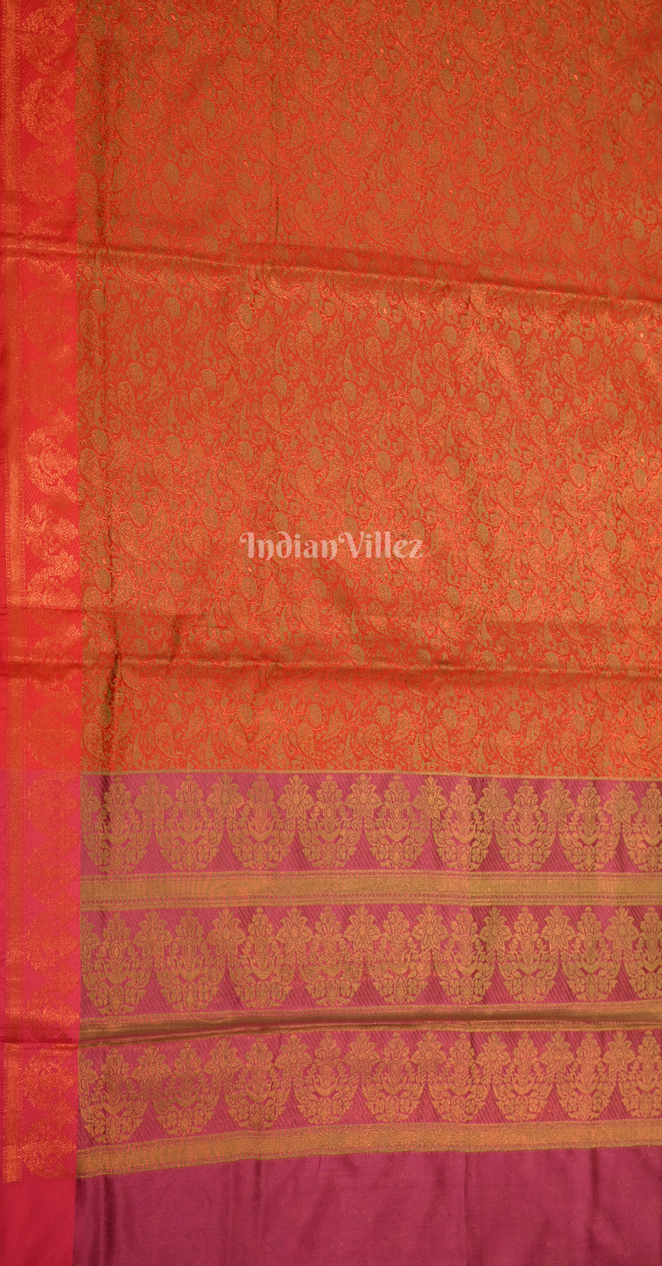 Red Magenta Pink Floral Design Kanjivaram Silk Saree with Brocade Work 