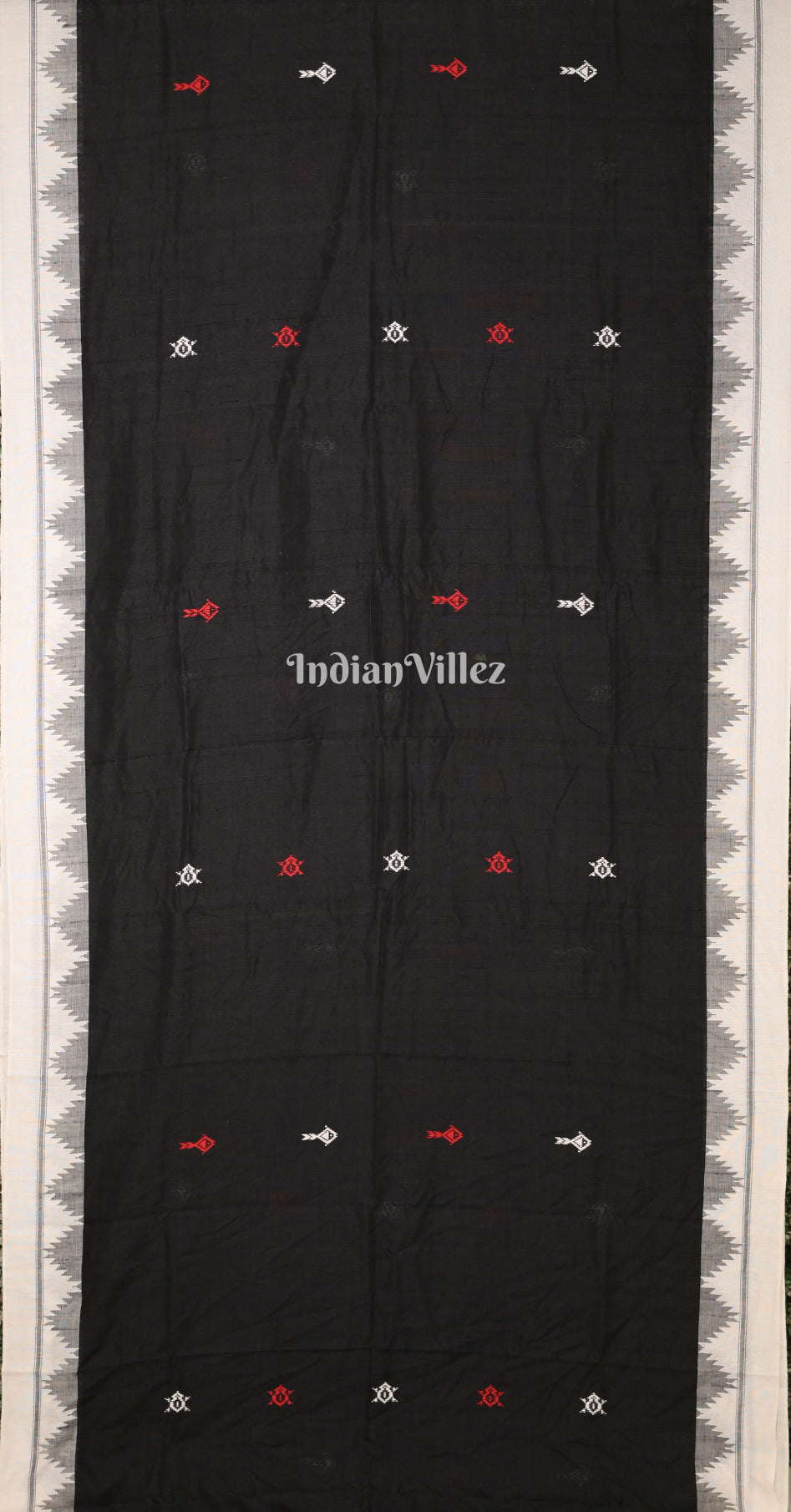 Black White Odisha Handloom Natural Dye Kotpad Tussar Saree
