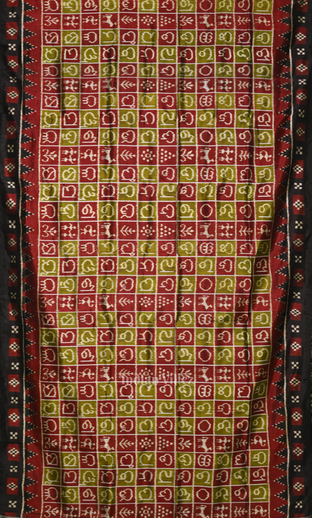 Maroon Black Odia Barnamala  Odisha Ikat Contemporary Designer Silk Saree 