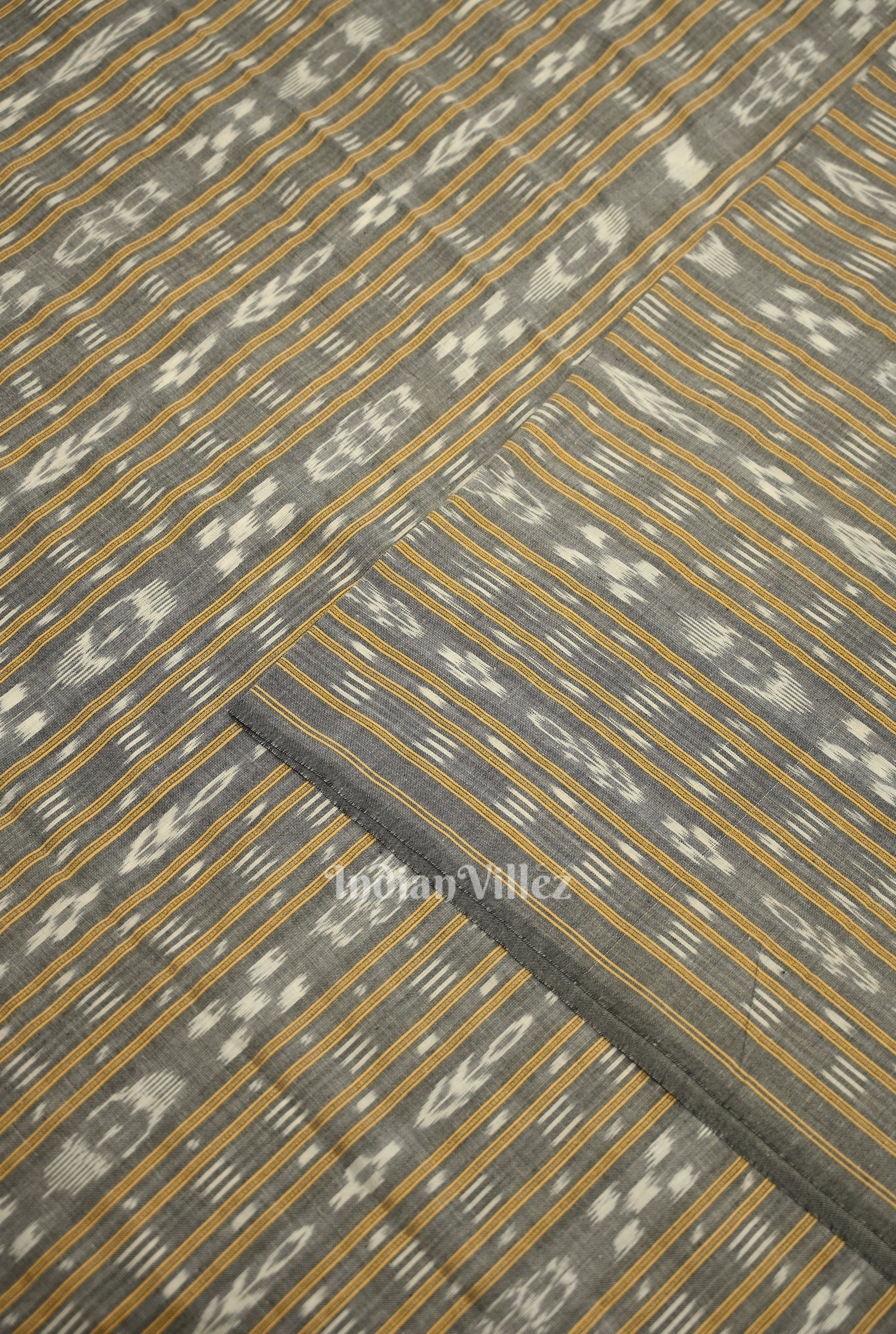 Cement Gray Sambalpuri Odisha Ikat Cotton Fabric 