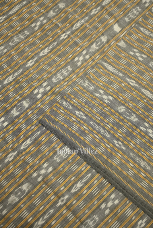 Cement Gray Sambalpuri Odisha Ikat Cotton Fabric 