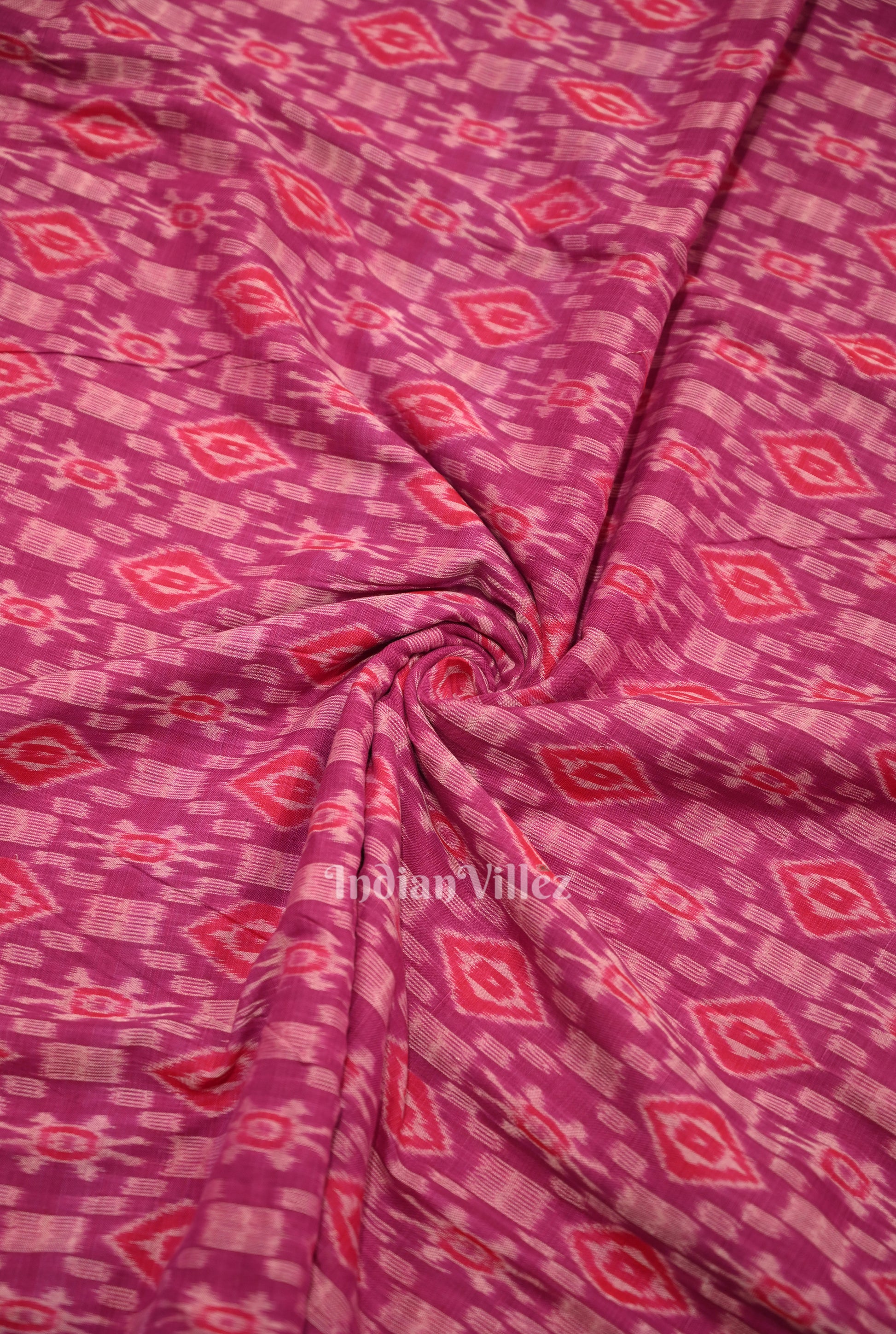  Rani Pink Sambalpuri Ikat Cotton Fabric 