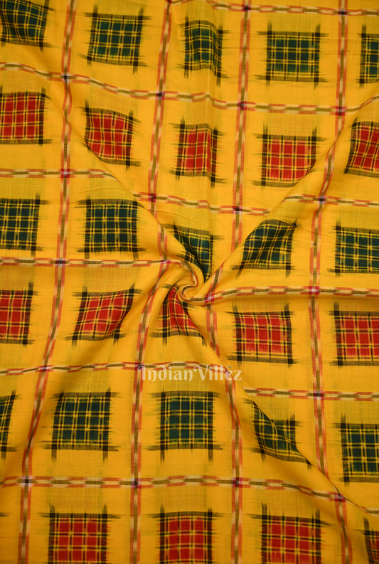 Yellow Ashwin Theme Sambalpuri Ikat Cotton Fabric
