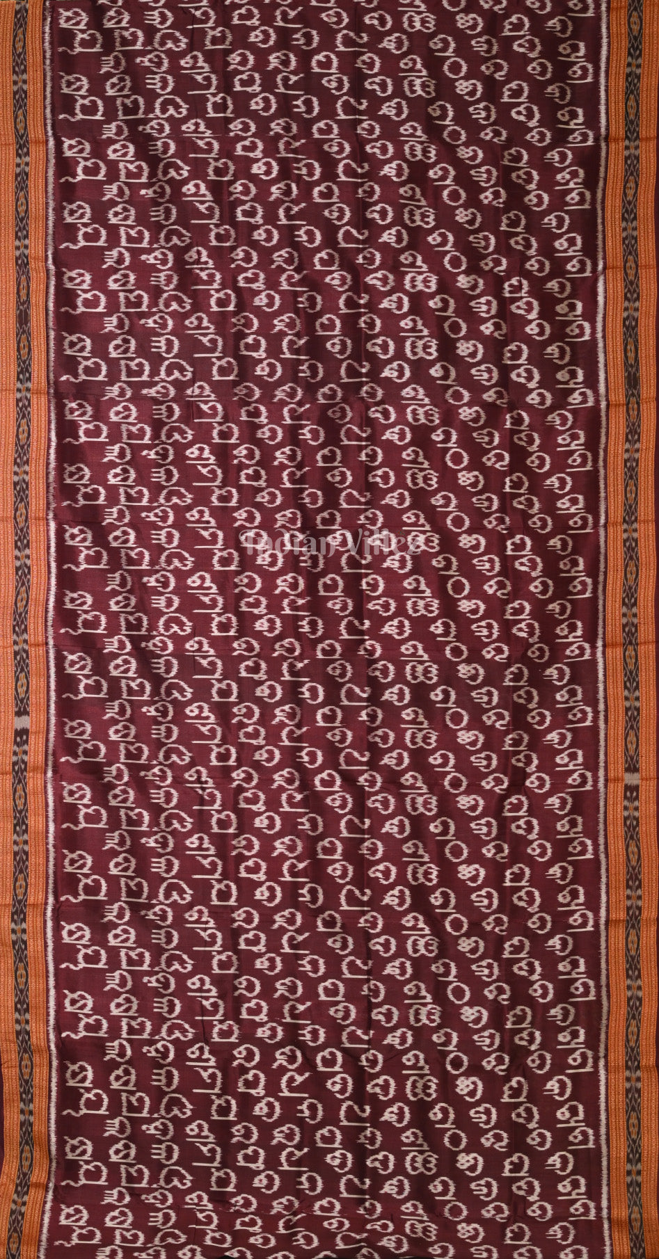 Coffee Odia Barnamala Odisha Ikat Khandua Silk Saree 