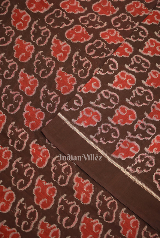 Chocolate Brown  Sambalpuri Odisha Ikat Cotton Fabric