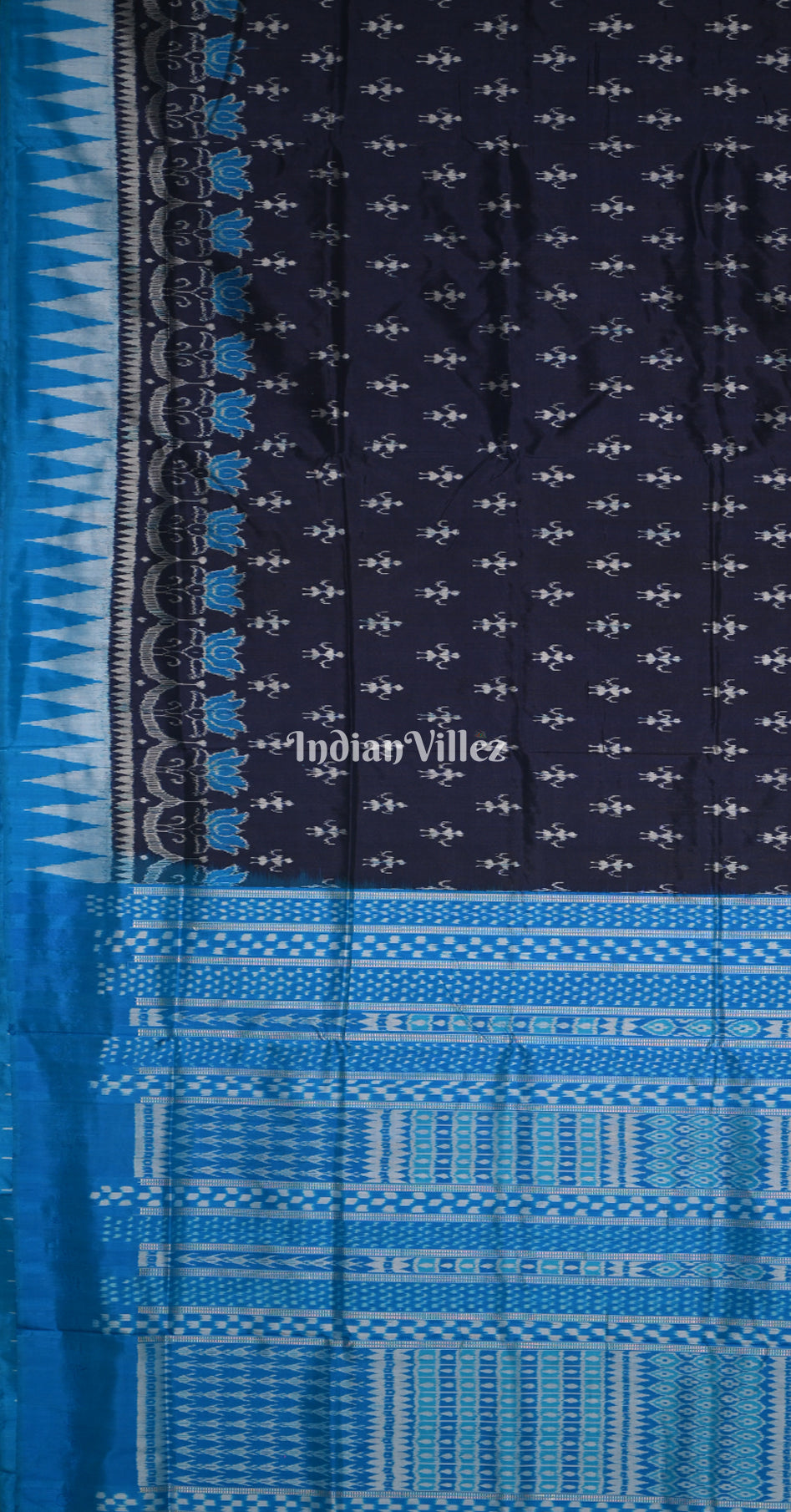 Navy Blue Tribal Ek Chandia Tribal Odisha Ikat Sambalpuri Silk Saree