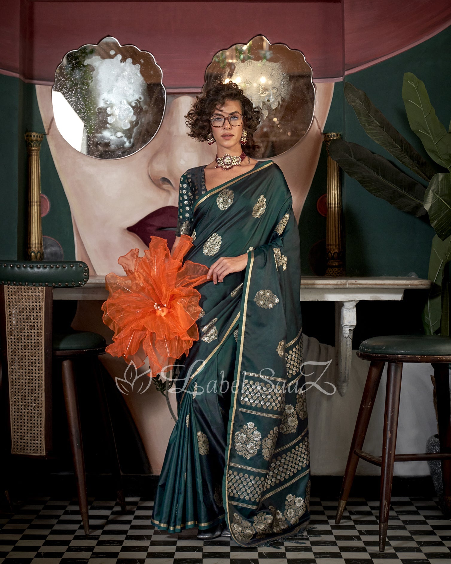 Green Satin Weaving Banarasi Silk Saree