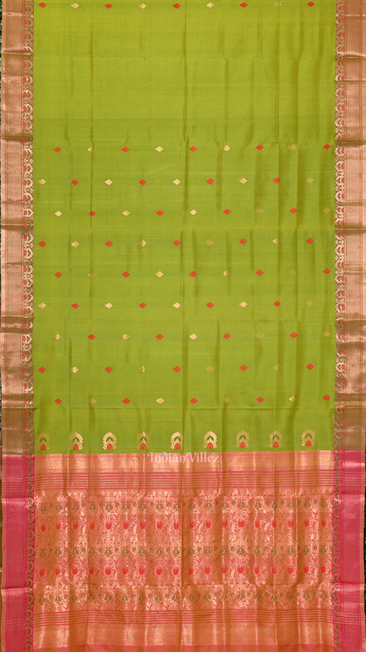Mehendi Green Handwoven Baluchari Silk Saree