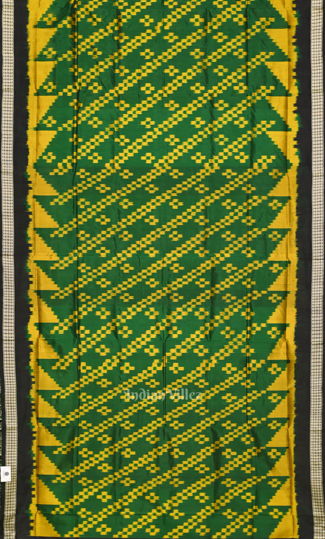 Green Yellow Body Pasapali Odisha Ikat Sambalpuri Silk Saree 