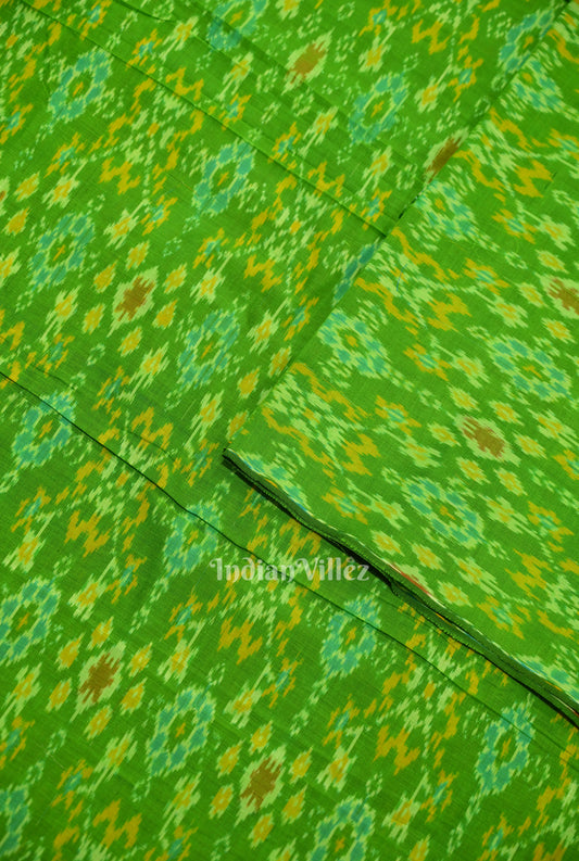 Exclusive Green Pochampally Ikat Silk & Cotton (Sico) Fabric 
