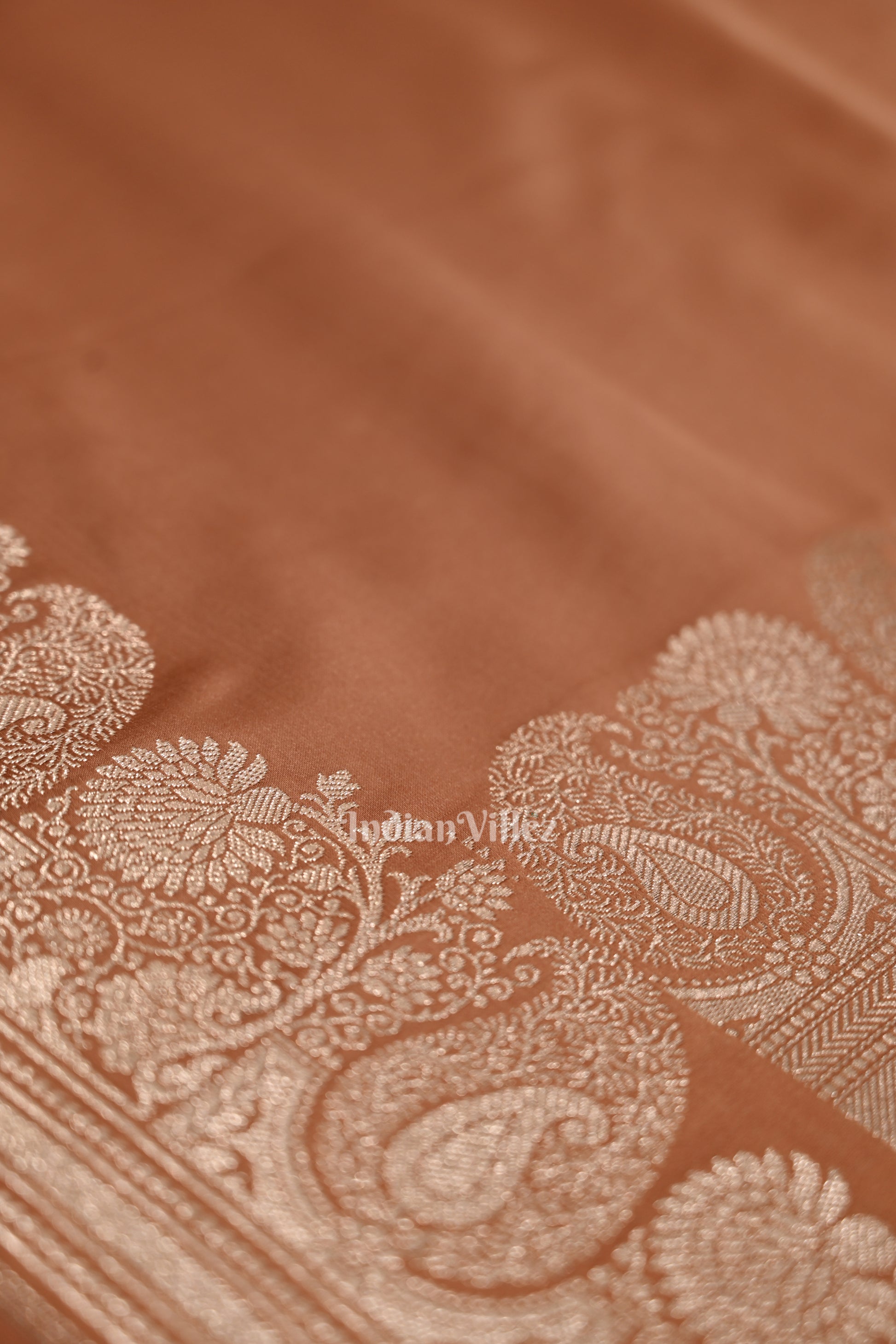 Exclusive  Peach  Zariwork Mashru Satin Silk Banarasi Saree 