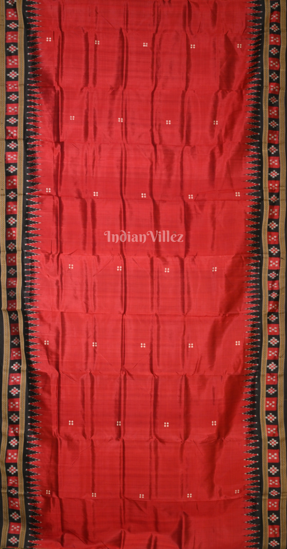 Maroon Black Butti Double Pasapali Border Khandua Silk Saree 